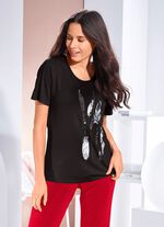 Shirt mit Kontrast-Druck in 2 Farben SCHWARZ