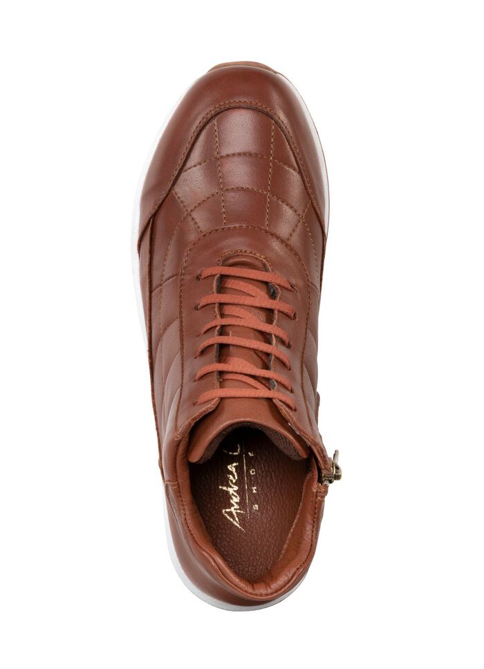 Andrea Conti Schn&uuml;r-Bootie mit trendiger Steppung BRAUN