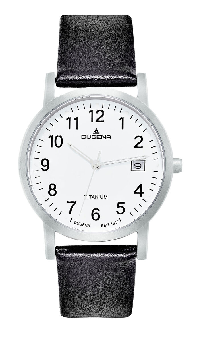 Herrenuhr mit Titangehäuse und Lederband 