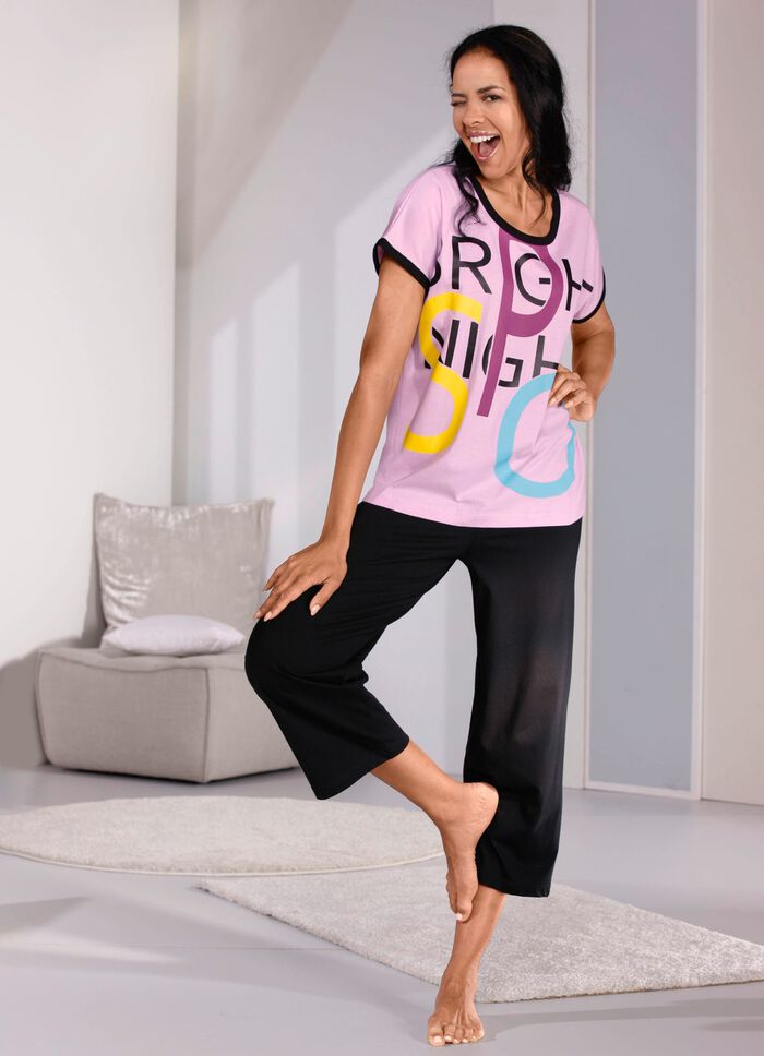 Schlafanzug, kurze &Auml;rmel, 7/8 lange Hose mit Dehnbund 