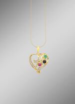 Romantischer Herz-Anh&auml;nger mit Edelsteinen und Diamant 