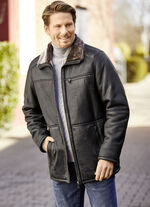 Lederjacke mit Steh-Umlegekragen 