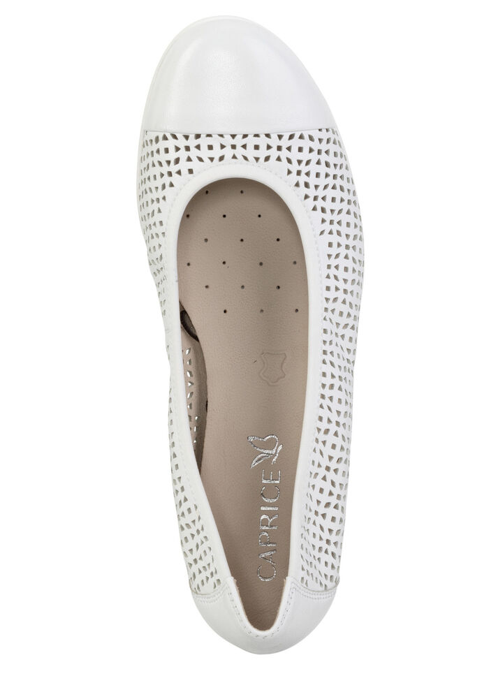 Caprice, sommerliche Damen-Ballerinas, Weite G, mit Gummizug WEISS