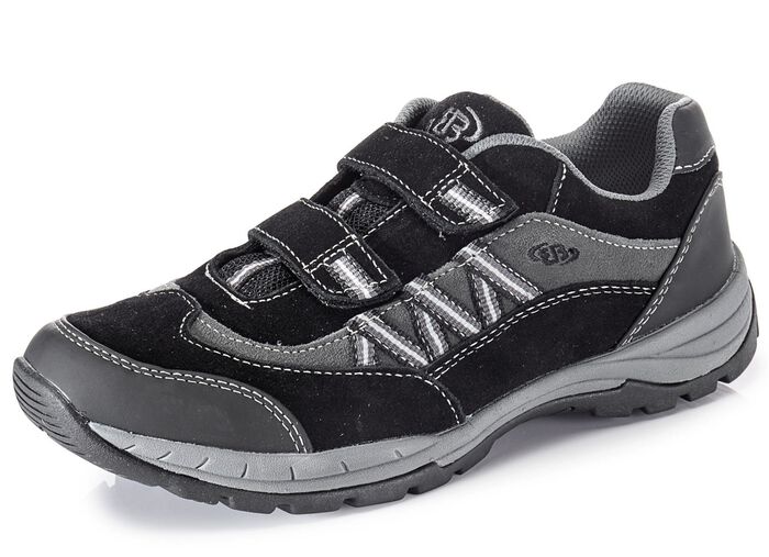 Sportliche Herren-Slipper, mit herausnehmbarem Fußbett SCHWARZ-GRAU