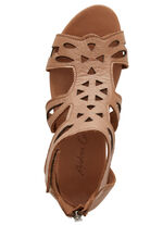 Andrea Conti, modische Damen-Sandalen, aus Leder COGNAC