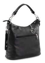 Laurina Kalbleder-Tasche mit reptilgepr&auml;gtem Besatz SCHWARZ