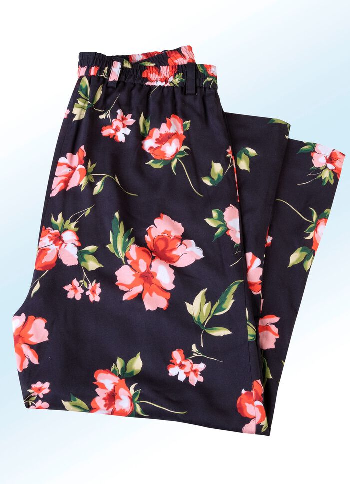 Culotte mit sch&ouml;ner Floral-Dessinierung SCHWARZ-KORALLE