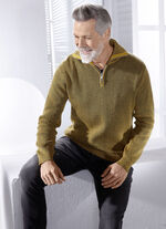 "Milano Italy"-Troyer mit kurzem Rei&szlig;verschluss in 2 Farben OCKER MELIERT