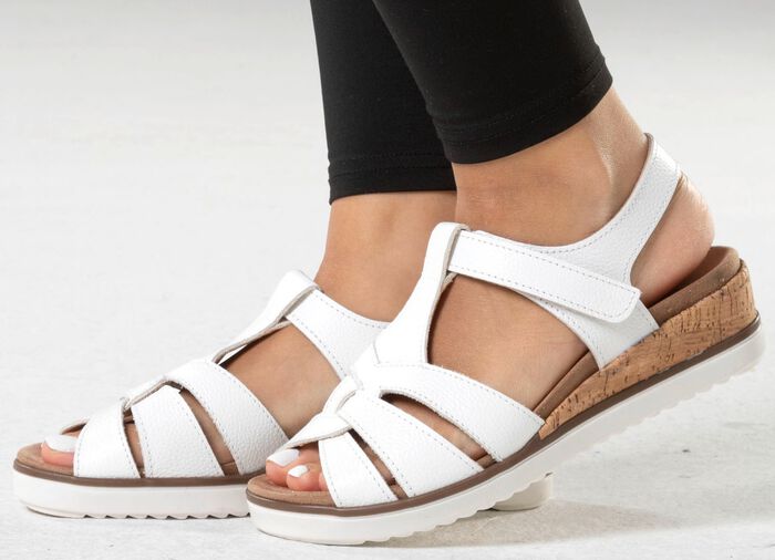 ELENA EDEN, bequeme Damen-Sandalen, Weite H, mit herausnehmbarem Fu&szlig;bett WEISS