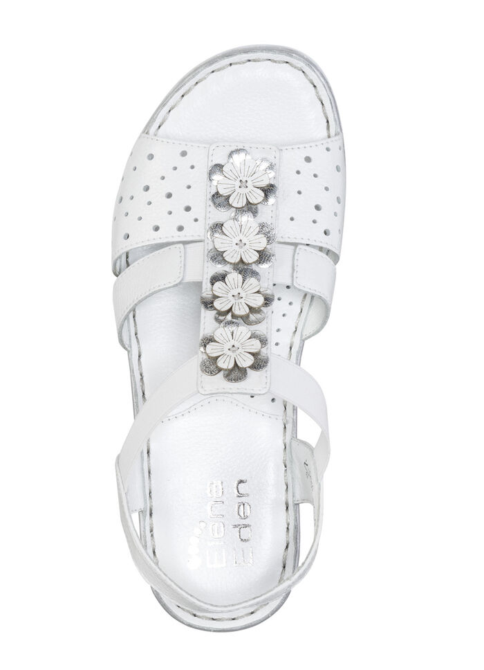 ELENA EDEN, sommerliche Damen-Sandalen, Weite G, aus Leder WEISS-SILBER