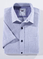 Seersucker Hemd von "Milano Italy" in 3 Farben OLIV-BLAU GESTREIFT