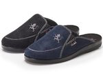 Zweierpack, klassische Herren-Hausschuhe, Weite H, mit Gummizug BLAU+SCHWARZ