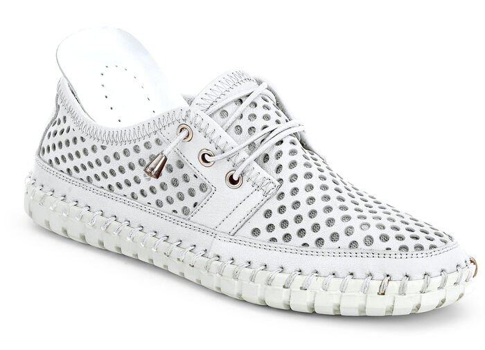 Gemini, sommerliche Damen-Schnürschuhe, Weite G, mit herausnehmbarem Fußbett WEISS