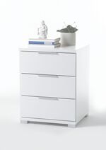 Nachttisch mit metallfarbenen Kunststoffgriffen 