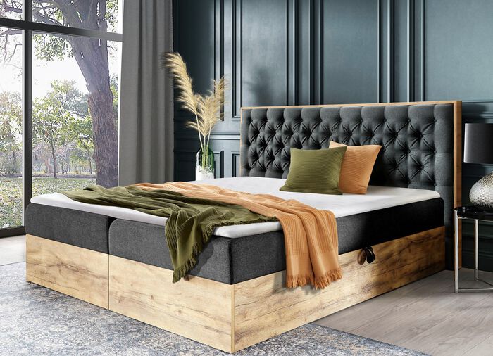 Boxspringbett mit Bettkasten und Topper 