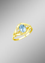 Damenring mit echt Blautopas und synth. Zirkonia 