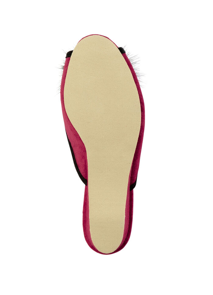 ELENA EDEN, schicke Damen-Pantoletten, Weite G, mit Kunstfellpompon ROT