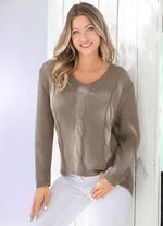 Pullover mit k&uuml;rzerem Vorderteil TAUPE