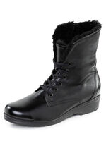 ELENA EDEN Schn&uuml;r-Stiefelette mit umschlagbarem Lammfellkragen SCHWARZ