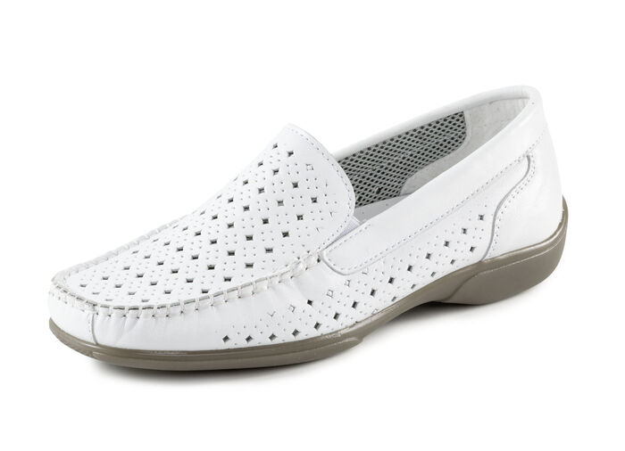 ELENA EDEN, sommerliche Damen-Slipper, Weite H, mit herausnehmbarem Fu&szlig;bett WEISS