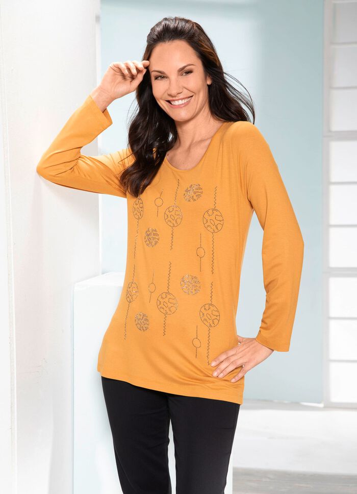 Hübsches Shirt mit Plättchenzier in 2 Farben MESSING