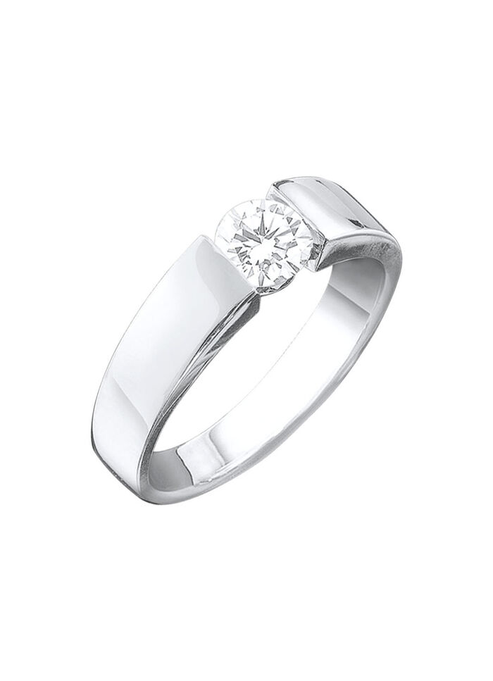 Eleganter Damenring in Weißgold mit Brillant 