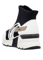 Rieker, stylische Damen-Boots, Weite G, mit herausnehmbarem Fußbett CREME-SCHWARZ-BRAUN
