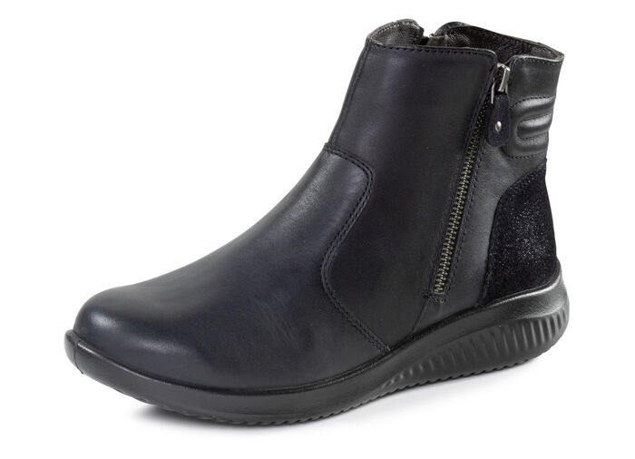 Gefütterte Damen-Boots, Winterschuhe, Weite K, mit Lammfell SCHWARZ