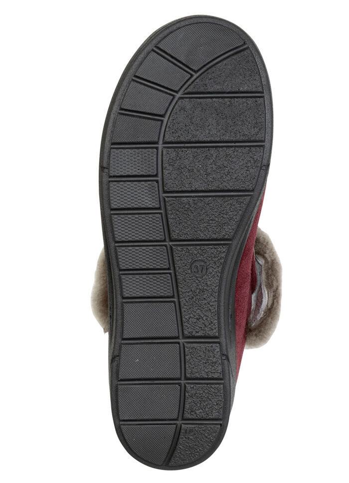 ELENA EDEN, warme Damen-Hausschuhe, Weite H, mit Lammfell BURGUND