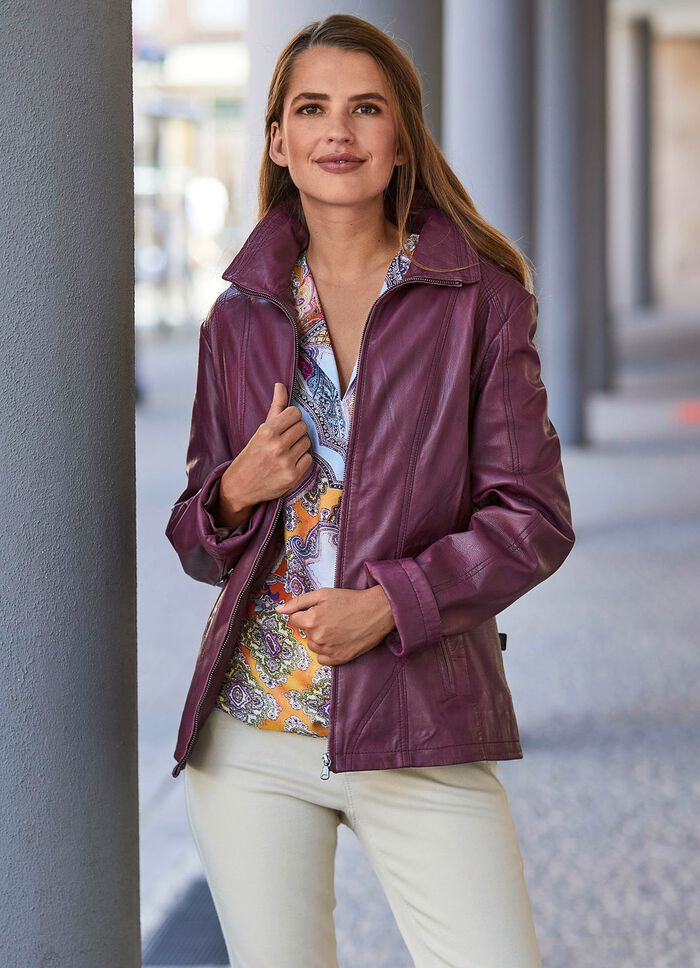 Lederjacke mit Steh-Umlegekragen 