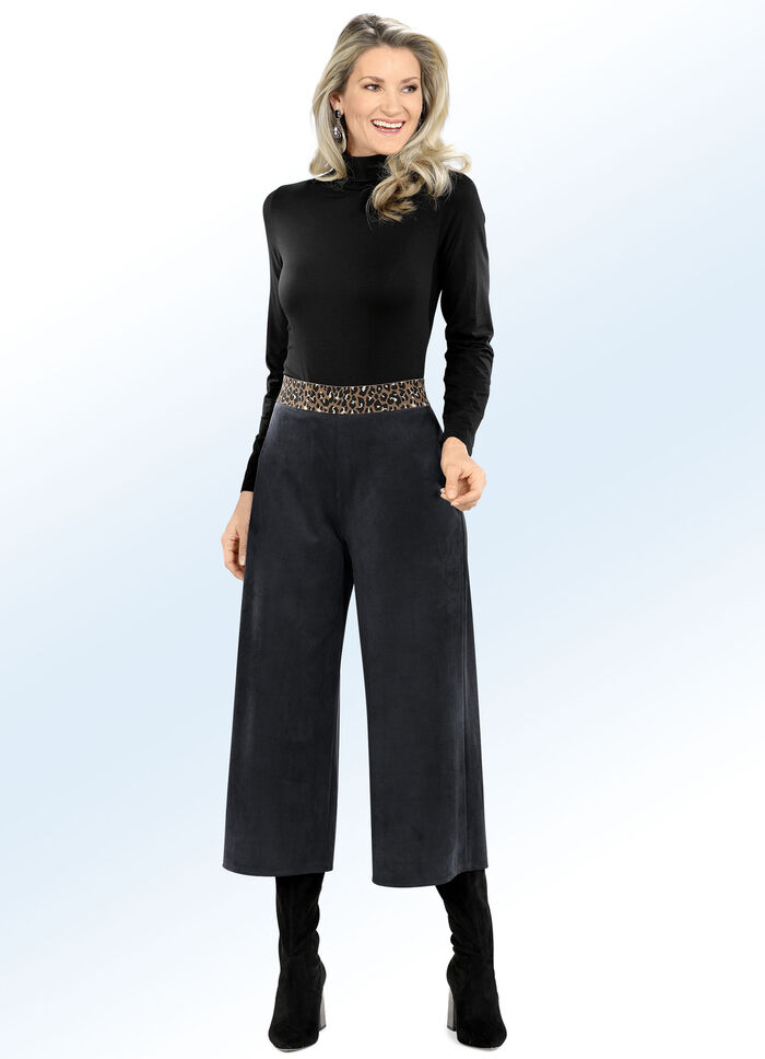 Weich flie&szlig;ende Culotte in Wildleder-Optik SCHWARZ