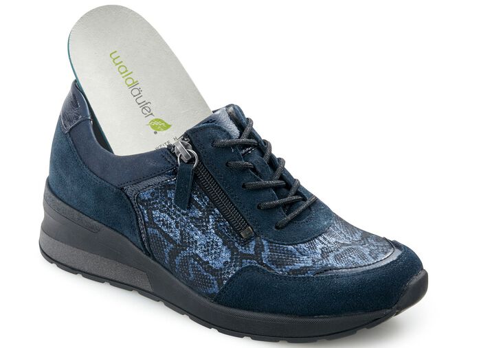 Waldl&auml;ufer, bequeme Damen-Schn&uuml;rschuhe, Weite H, mit herausnehmbarem Fu&szlig;bett DUNKELBLAU