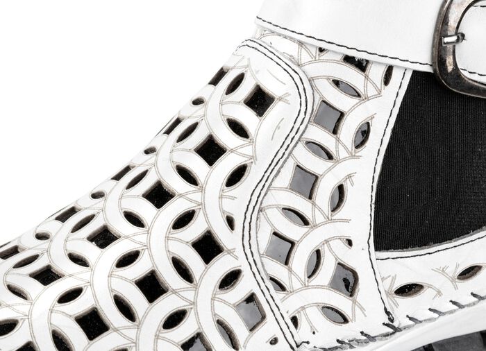 Gemini, sommerliche Damen-Boots, Weite G, mit herausnehmbarem Fu&szlig;bett WEISS-SCHWARZ