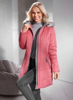 Longjacke mit abnehmbarem Kunstpelz-Besatz 