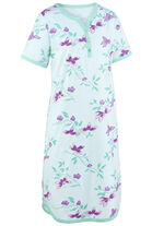 Zweierpack Nachthemden, Knielang mit Knopfleiste und kurzen &Auml;rmeln 