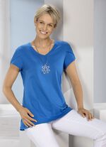 Shirt mit doppellagigen, kurzen &Auml;rmeln in 3 Farben ROYALBLAU