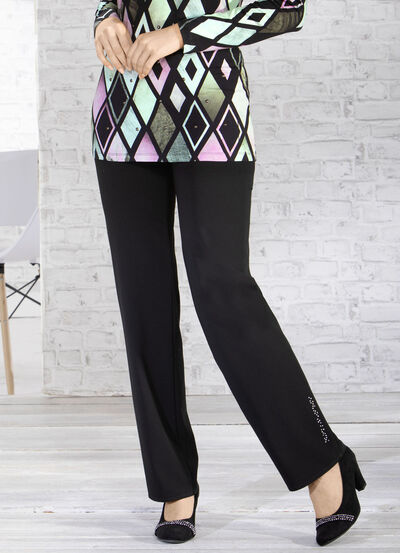 Hose mit hübschen Strass- und Perlenzier-Motiven 