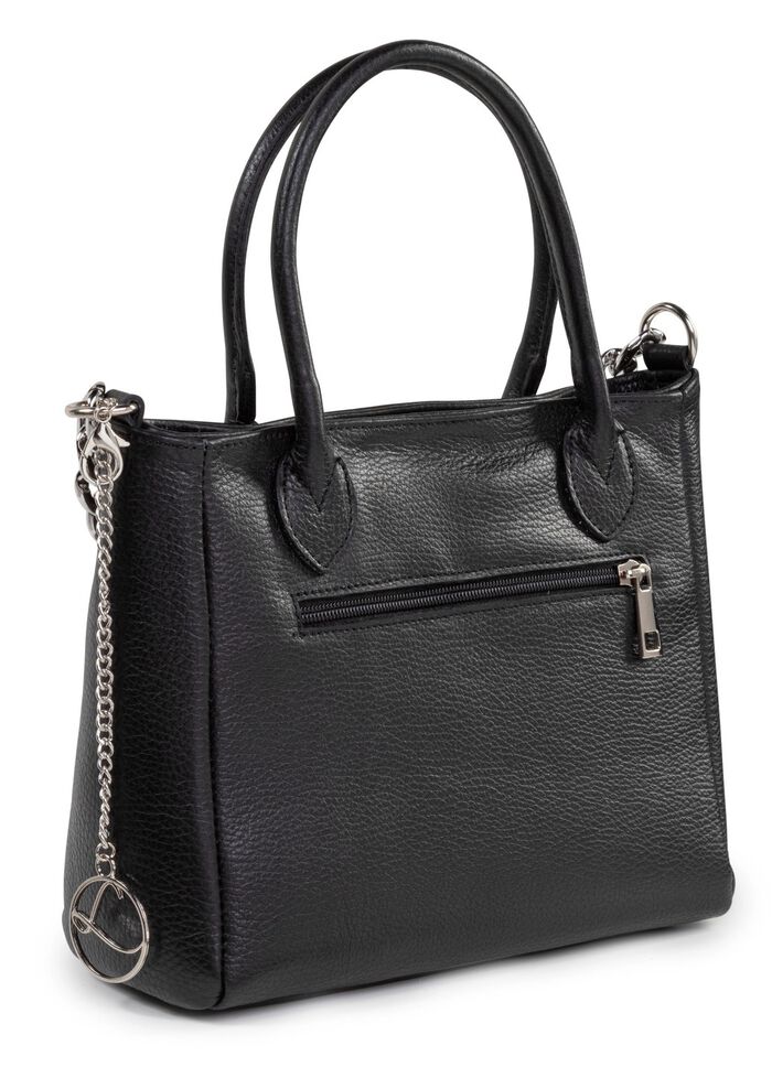 Laurina Tasche aus genarbtem Kalb-Nappaleder mit Zierkette SCHWARZ