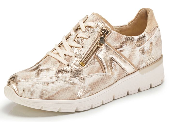 Waldl&auml;ufer Schn&uuml;rschuh aus interessantem Materialmix ECRU-GOLD