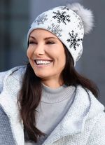 Trendige Damen-M&uuml;tze, mit Schneeflocken-Dessin 