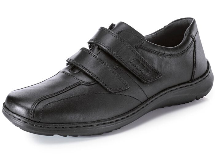 Waldl&auml;ufer, bequeme Herrn-Slipper, Weite H, mit herausnehmbarem Fu&szlig;bett SCHWARZ