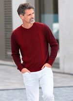 Rundhalspullover mit Strukturdessin in 2 Farben 