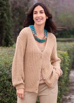 Strickjacke mit Paillettengarn BEIGE MELIERT