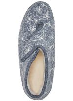 Klett-Hausschuhe mit wollwei&szlig;er Stickerei HELLGRAU