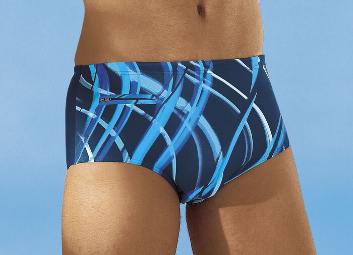 Badehose in h&ouml;herer Slipform mit Rei&szlig;verschlusstasche MARINE-T&Uuml;RKISBLAU