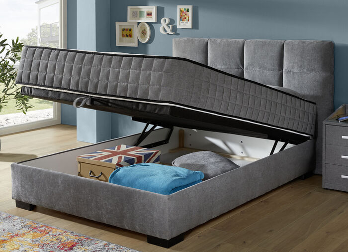 Boxspringbett mit Wendematratze und Bettkasten ANTHRAZIT