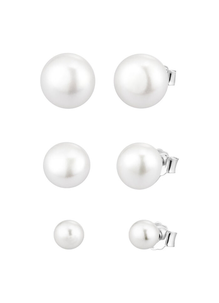 Tolles Ohrstecker-Set mit Süßwasser-Zuchtperlen, 3 Paar 