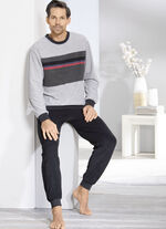 Schlafanzug aus Frottierstretch mit B&uuml;ndchenabschl&uuml;ssen  