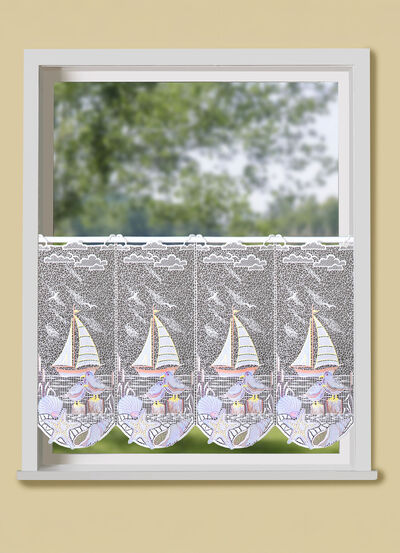 Maritimer Kurzstore mit Plauener Stickerei 