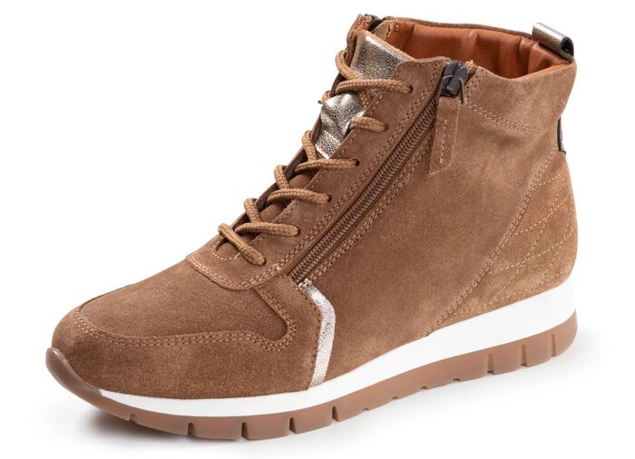 ELENA EDEN, gef&uuml;tterte Damen-Boots, Winterschuhe, Weite G, mit herausnehmbarem Fu&szlig;bett COGNAC